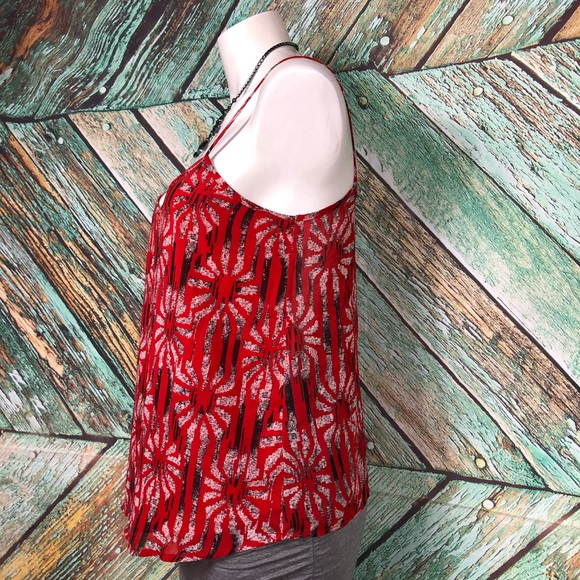 D8 - Sans Souci Red, Cream & Black Chiffon Cami - L - Picture 3 of 6